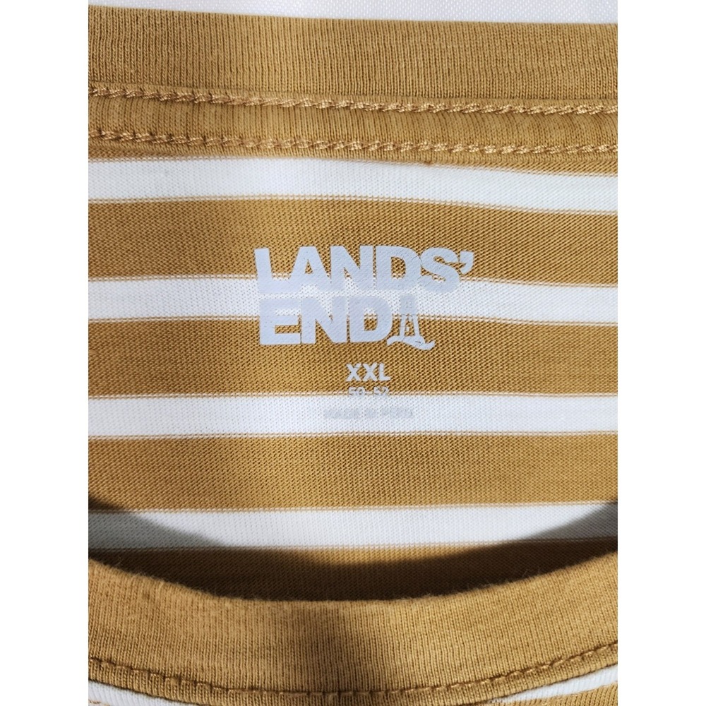 Lands End Womens XXL Yellow White Striped Cotton Top Preppy Coastal Minimalist - Picture 3 of 7
